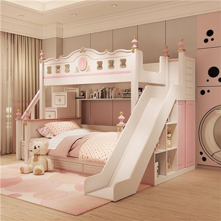 เตียง 2 ชั้น 5 ฟุต DREAM CAR KID QUEEN SLIDER 1007-5 สีชมพู/ขาว_3