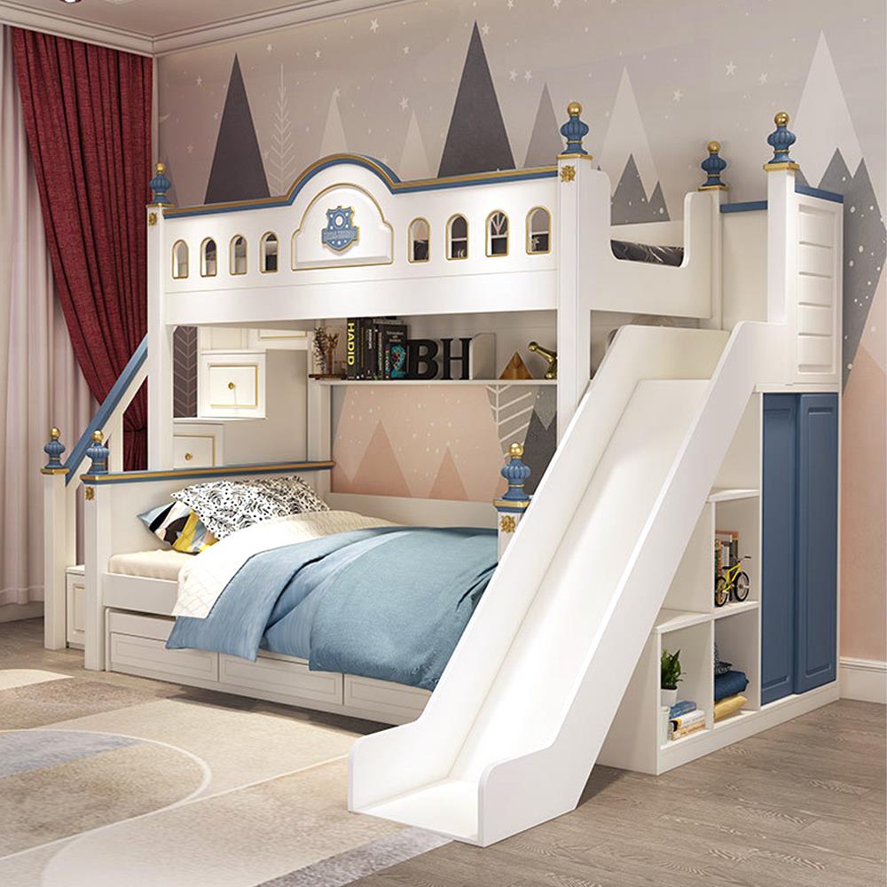 เตียง 2 ชั้น 5 ฟุต DREAM CAR KID CASTLE SLIDER สีน้ำเงิน/ขาว