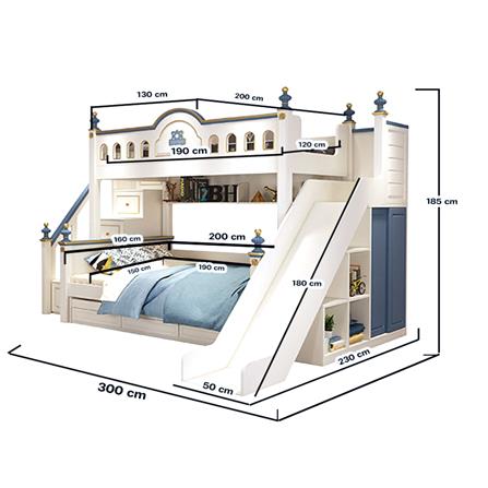 เตียง 2 ชั้น 5 ฟุต DREAM CAR KID CASTLE SLIDER สีน้ำเงิน/ขาว_7