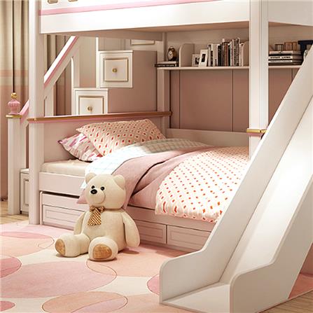 เตียง 2 ชั้น 4 ฟุต DREAM CAR KID QUEEN SLIDER 1007-4 สีชมพู/ขาว_8