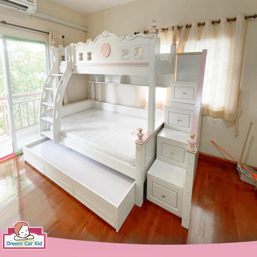 เตียง 2 ชั้น 4 ฟุต DREAM CAR KID QUEEN 1007-4 สีชมพู/ขาว