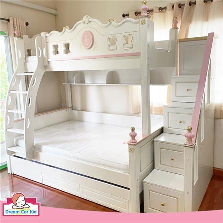เตียง 2 ชั้น 4 ฟุต DREAM CAR KID QUEEN 1007-4 สีชมพู/ขาว_6