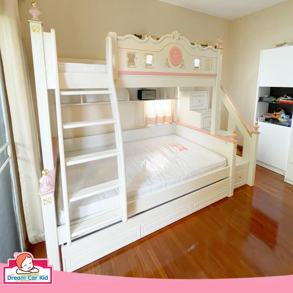เตียง 2 ชั้น 5 ฟุต DREAM CAR KID QUEEN 1007-5 สีชมพู/ขาว
