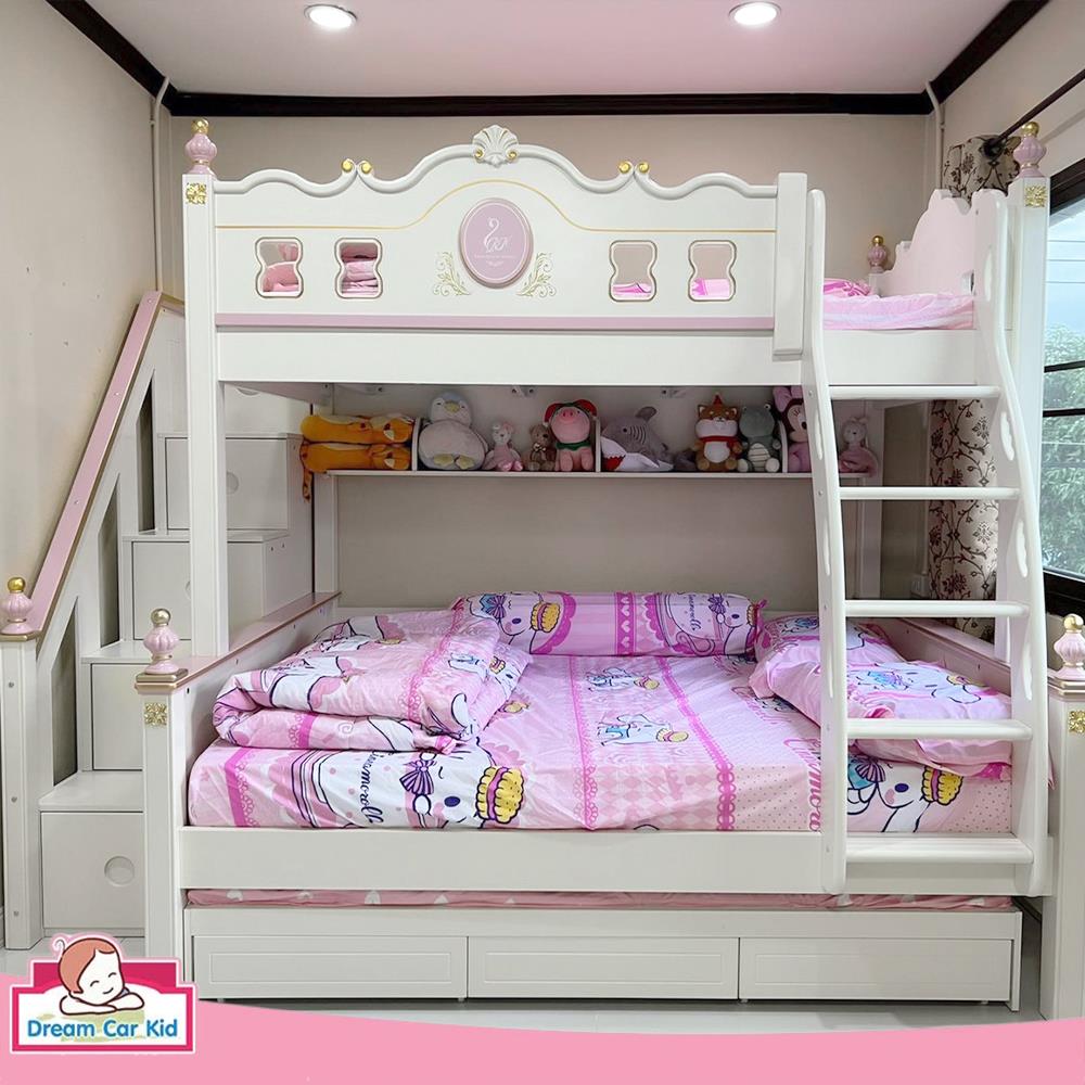 เตียง 2 ชั้น 5 ฟุต DREAM CAR KID QUEEN 1007-5 สีชมพู/ขาว