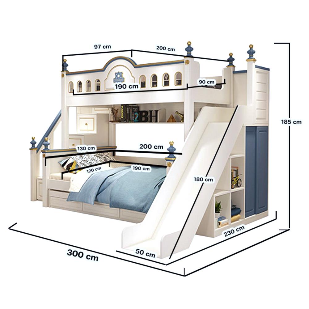 เตียง 2 ชั้น 4 ฟุต DREAM CAR KID CASTLE SLIDER 1006-4 น้ำเงิน/ขาว