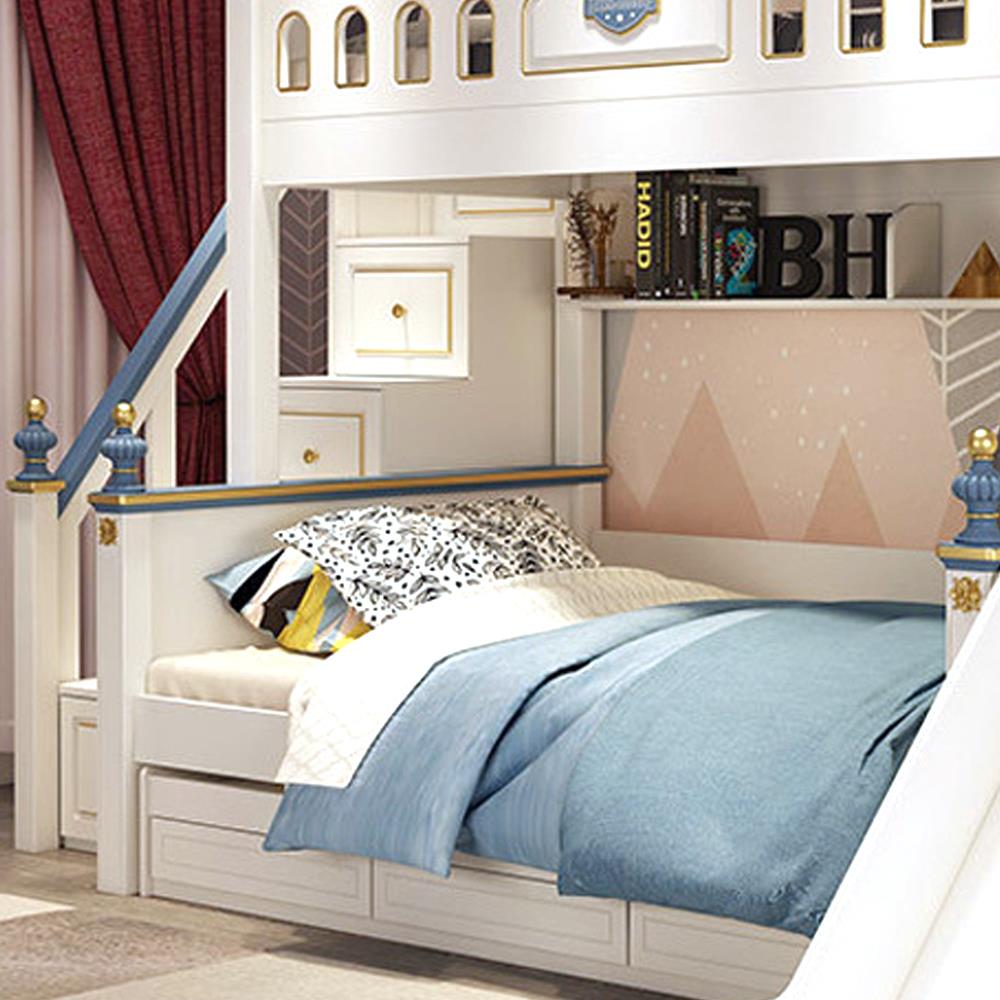 เตียง 2 ชั้น 4 ฟุต DREAM CAR KID CASTLE SLIDER 1006-4 น้ำเงิน/ขาว