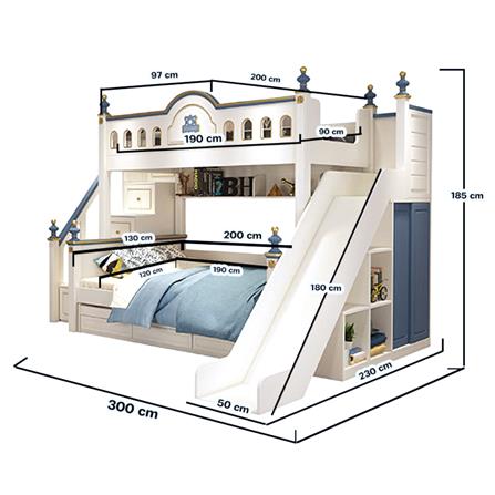 เตียง 2 ชั้น 4 ฟุต DREAM CAR KID CASTLE SLIDER 1006-4 น้ำเงิน/ขาว_6