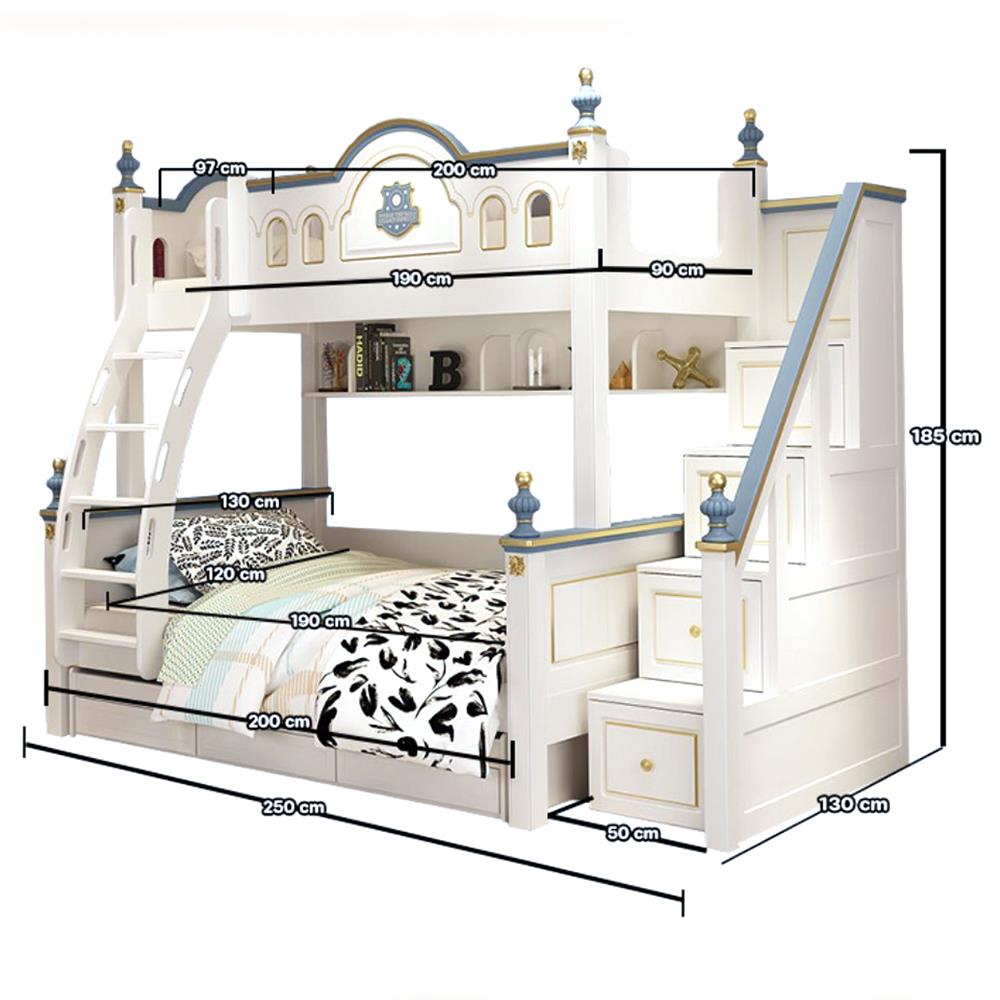 เตียง 2 ชั้น 4 ฟุต DREAM CAR KID CASTLE 1006-4 สีน้ำเงิน/ขาว