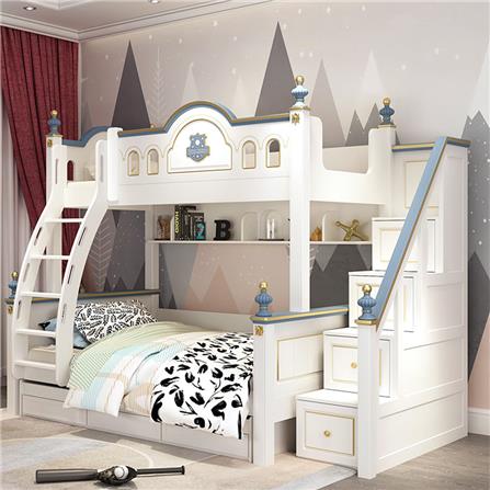 เตียง 2 ชั้น 4 ฟุต DREAM CAR KID CASTLE 1006-4 สีน้ำเงิน/ขาว_1