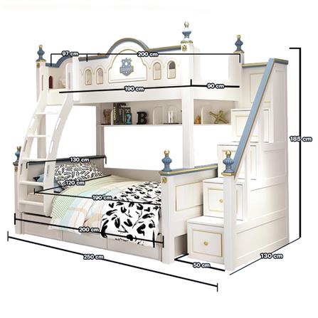 เตียง 2 ชั้น 4 ฟุต DREAM CAR KID CASTLE 1006-4 สีน้ำเงิน/ขาว_7