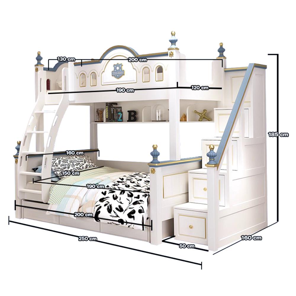 เตียง 2 ชั้น 5 ฟุต DREAM CAR KID CASTLE 1006-5 สีน้ำเงิน/ขาว