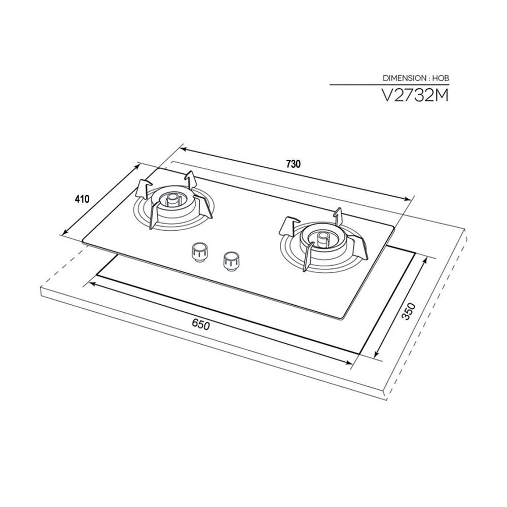เตาฝังแก๊ส MEX V2732M 70 ซม.