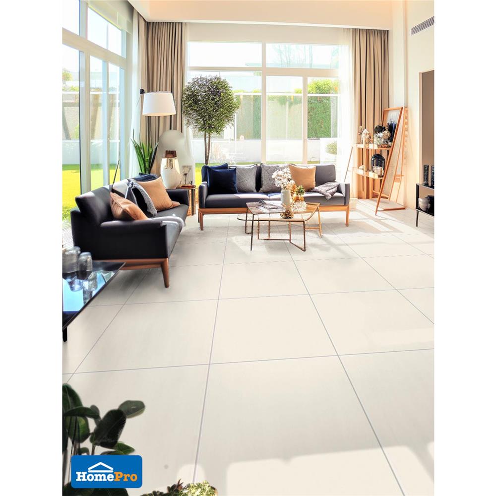 กระเบื้องพื้นพอร์ซเลน 60x60 ซม. TARA ซุปเปอร์ ไวท์ ครีม A 1.44M2