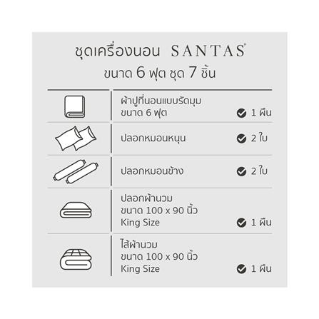 ชุดผ้าปูที่นอน 6 ฟุต 7 ชิ้น SANTAS GALENA GR_6