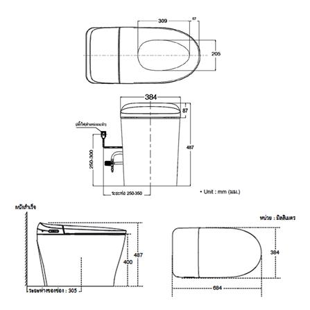 สุขภัณฑ์อัตโนมัติ AMERICAN STANDARD 2070-WT-9 4.8 ลิตร สีขาว_9