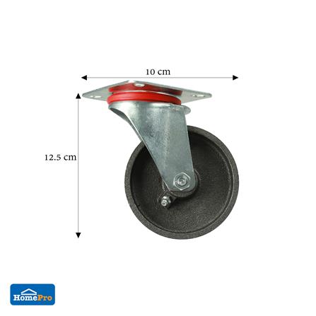 ลูกล้อเหล็ก DEXZON แป้นหมุน ไม่มีเบรก 4 นิ้ว สีเทา_3