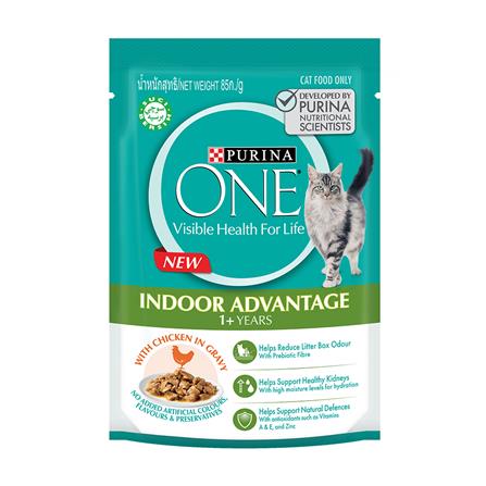 อาหารเปียกแมว PURINA ONE ADULT INDOOR CHICKEN IN GRAVY 85 ก.