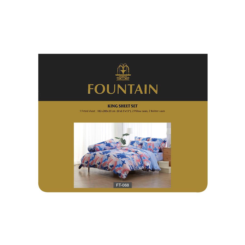 ชุดผ้าปูที่นอน 6 ฟุต 5 ชิ้น FOUNTAIN PRINTED 70106-FT068