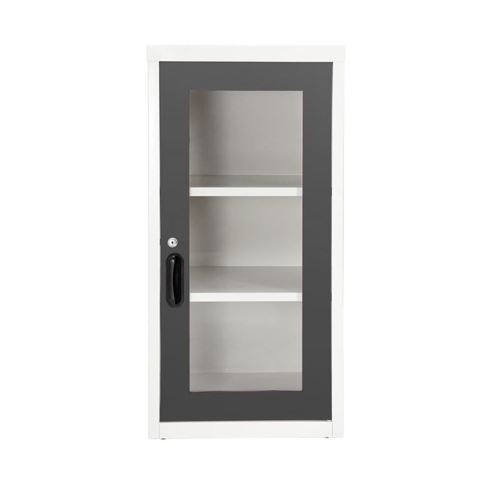 ตู้เหล็กบานเปิดกระจก KIOSK UDB-2 G1 สีขาว/เทา