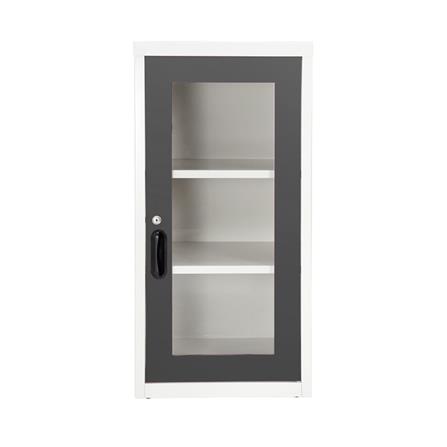 ตู้เหล็กบานเปิดกระจก KIOSK UDB-2 G1 สีขาว/เทา_0