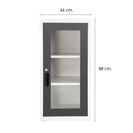 ตู้เหล็กบานเปิดกระจก KIOSK UDB-2 G1 สีขาว/เทา_2