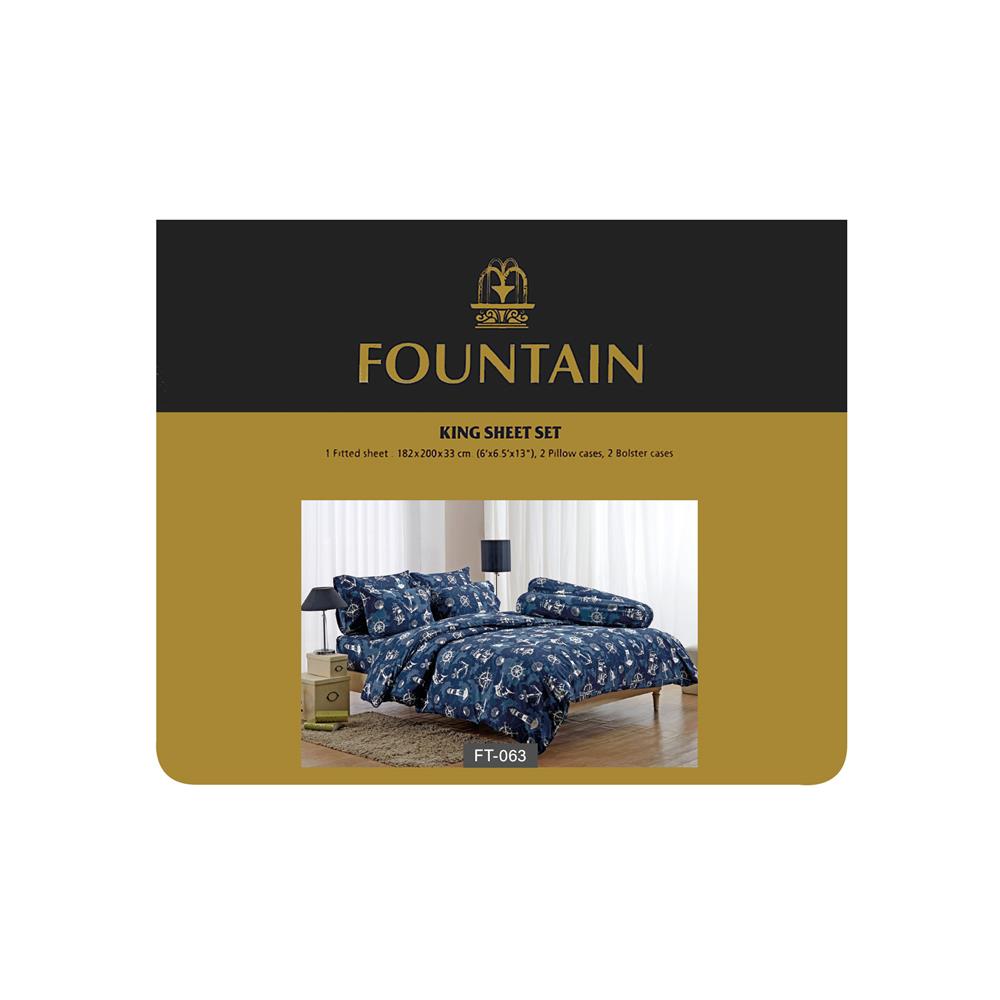 ชุดผ้าปูที่นอน 6 ฟุต 5 ชิ้น FOUNTAIN PRINTED 70106-FT063