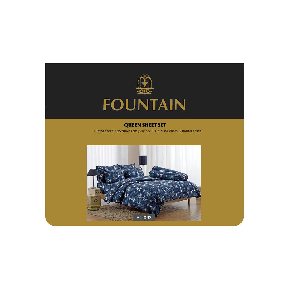 ชุดผ้าปูที่นอน 5 ฟุต 5 ชิ้น FOUNTAIN PRINTED 70107-FT063