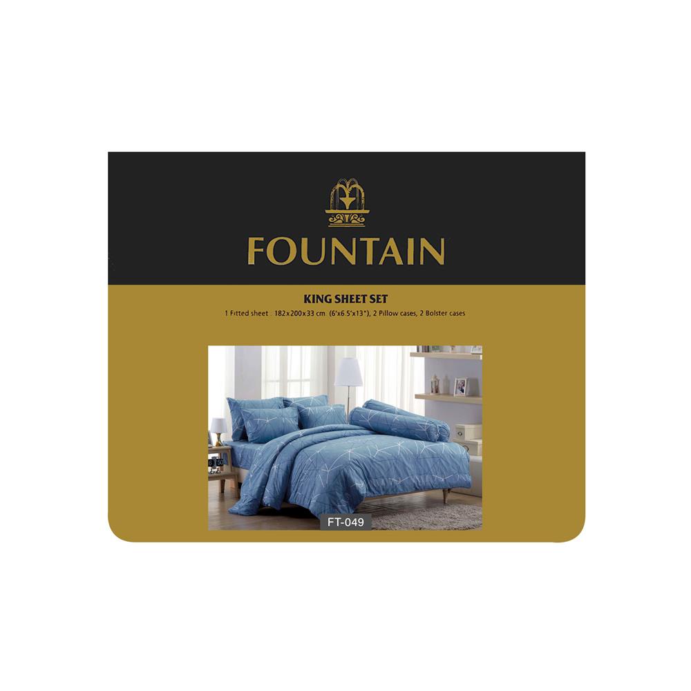 ชุดผ้าปูที่นอน 6 ฟุต 5 ชิ้น FOUNTAIN PRINTED 70106-FT049