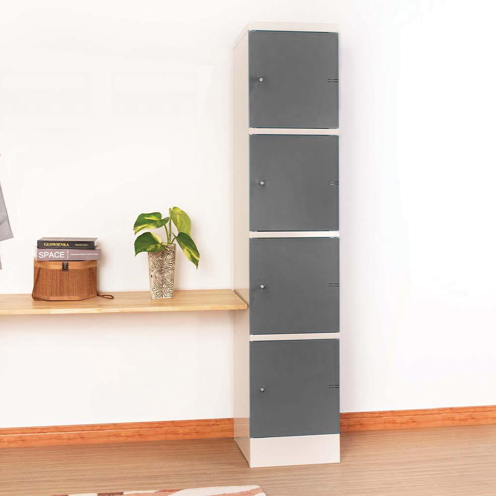 ตู้เหล็กสูงบานเปิดทึบ KIOSK ELK-4 สีขาว/สีเทา