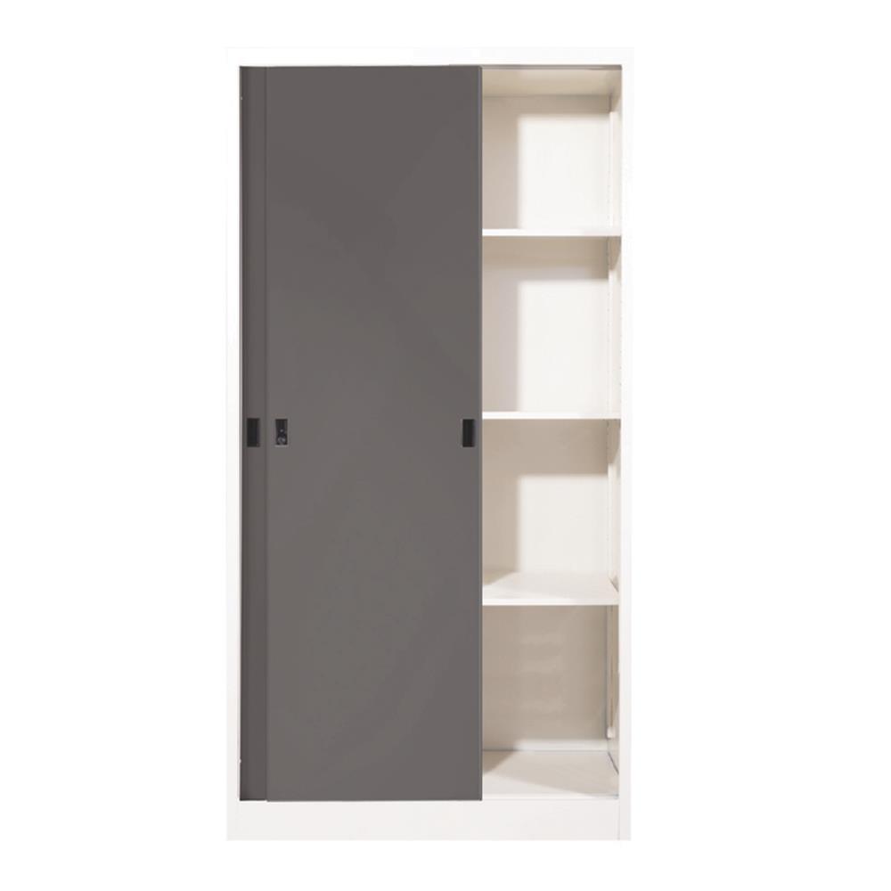 ตู้เหล็กบานเลื่อนทึบ KIOSK TM-90 สีขาว/สีเทา