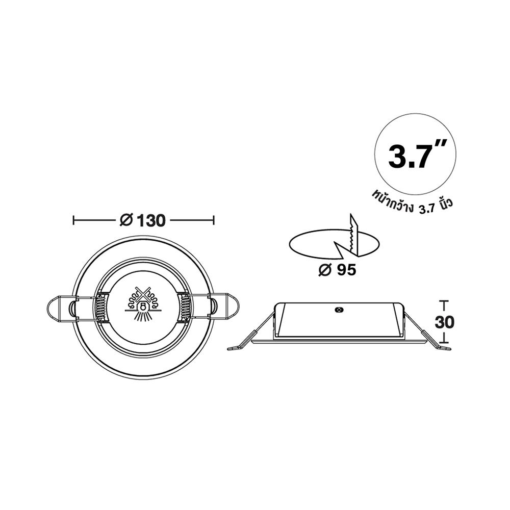 ดาวน์ไลท์ LED CARINI SUNBRIGHT 3.7 นิ้ว 9 วัตต์ DAYLIGHT สีขาว