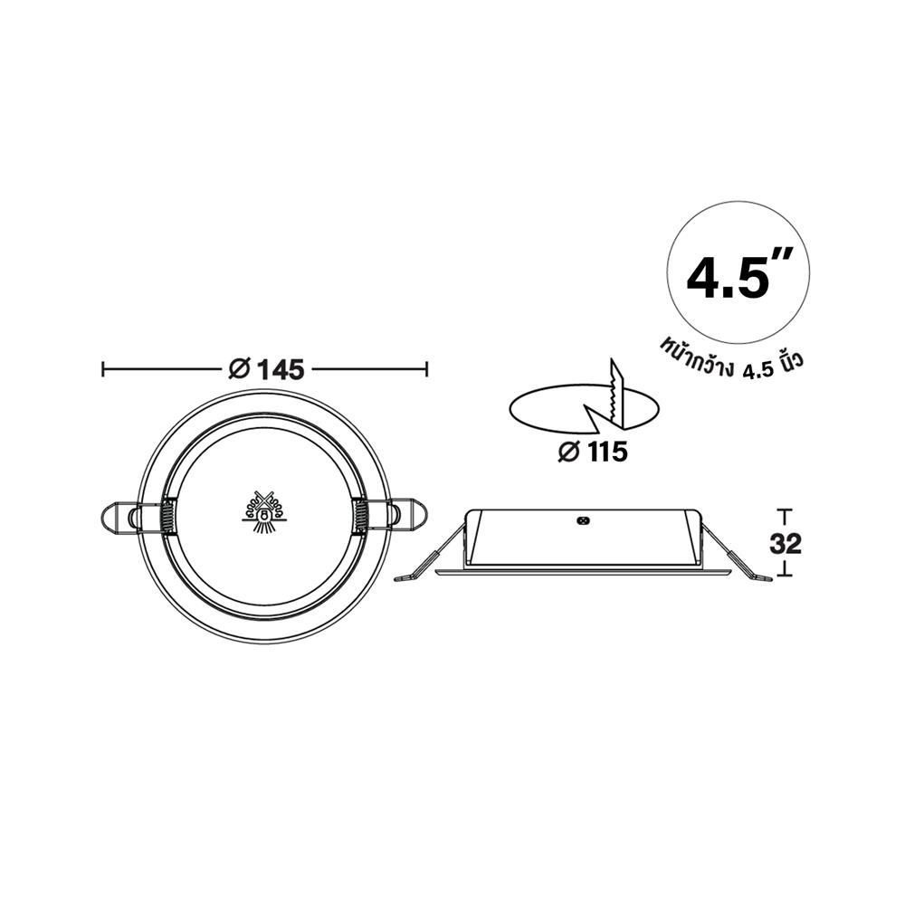 ดาวน์ไลท์ LED CARINI SUNBRIGHT 4.5 นิ้ว 12 วัตต์ DAYLIGHT สีขาว
