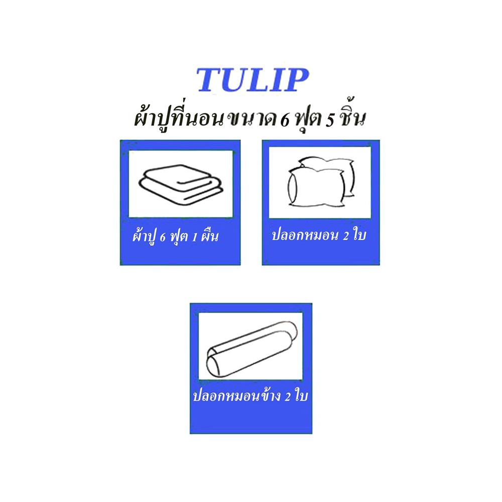 ชุดผ้าปูที่นอน 6 ฟุต 5 ชิ้น TULIP DELIGHT 60056-DL533