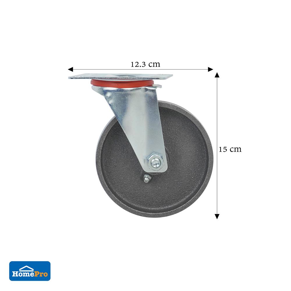 ลูกล้อเหล็ก DEXZON แป้นหมุน ไม่มีเบรก 5 นิ้ว สีเทา