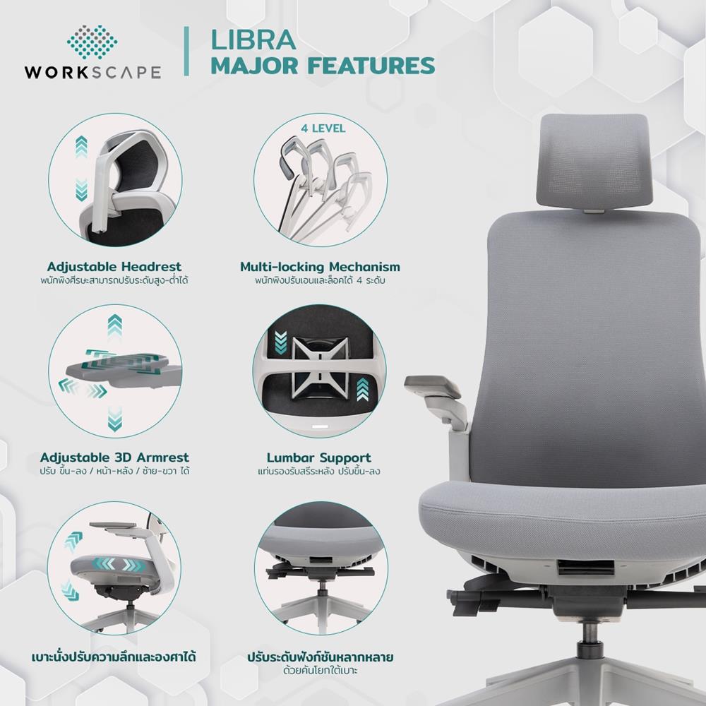 D.I.Y.เก้าอี้สุขภาพ WORKSCAPE LIBRA WCH-00002 สีเทา