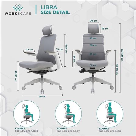 D.I.Y.เก้าอี้สุขภาพ WORKSCAPE LIBRA WCH-00002 สีเทา_11