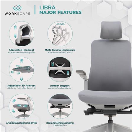 D.I.Y.เก้าอี้สุขภาพ WORKSCAPE LIBRA WCH-00002 สีเทา_9
