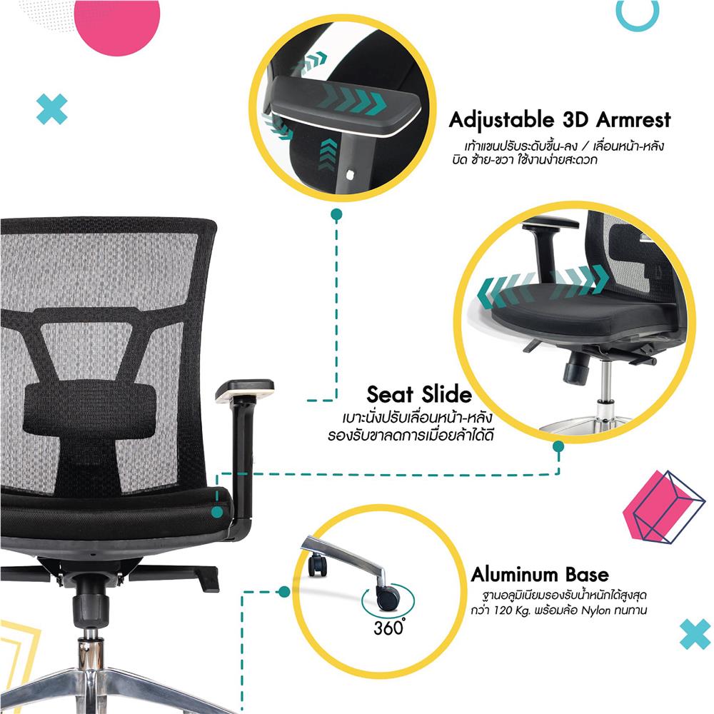 D.I.Y. เก้าอี้สุขภาพ WORKSCAPE VERONA รุ่น EM-207D สีดำ