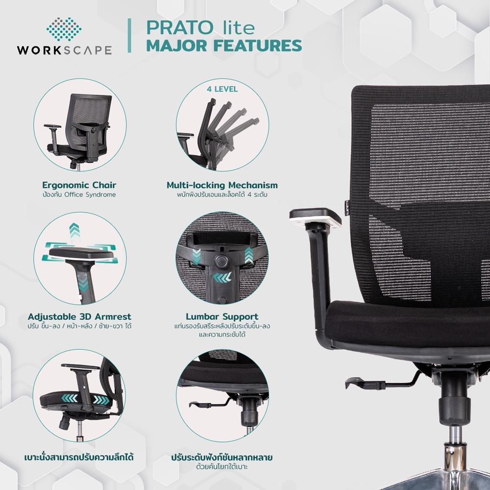 D.I.Y. เก้าอี้สุขภาพ WORKSCAPE PRATO Lite EM-209D สีดำ
