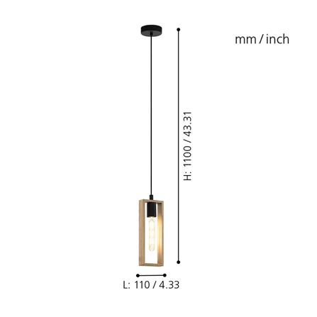 ไฟช่อ EGLO LITTLETON 49473 สีดำ/ลายไม้ 1 หัว_2