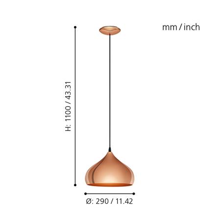 ไฟช่อ EGLO HAPTON 49449 สีทองแดง 1 หัว_2