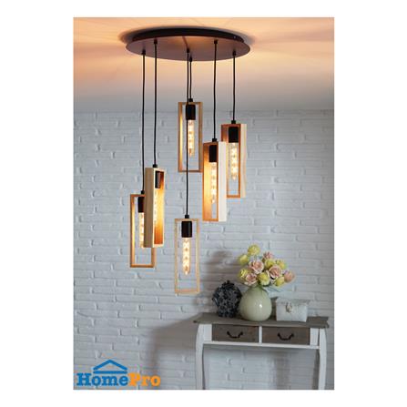 ไฟช่อ EGLO LITTLETON 49549 สีดำ/ลายไม้ 6 หัว_1