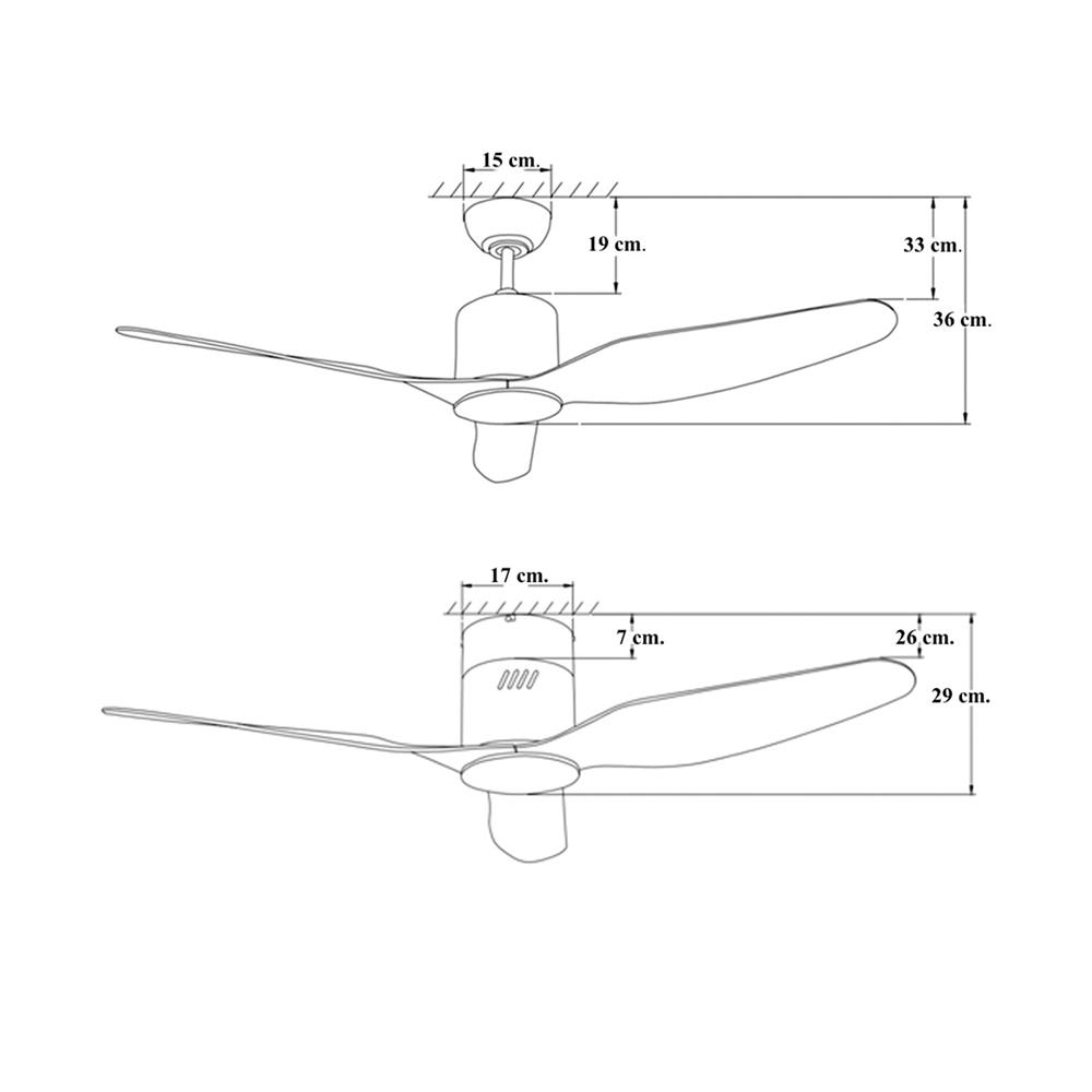 พัดลมไม่มีโคมไฟ WINFAVOUR TC60 46 นิ้ว สีน้ำตาล/เงิน