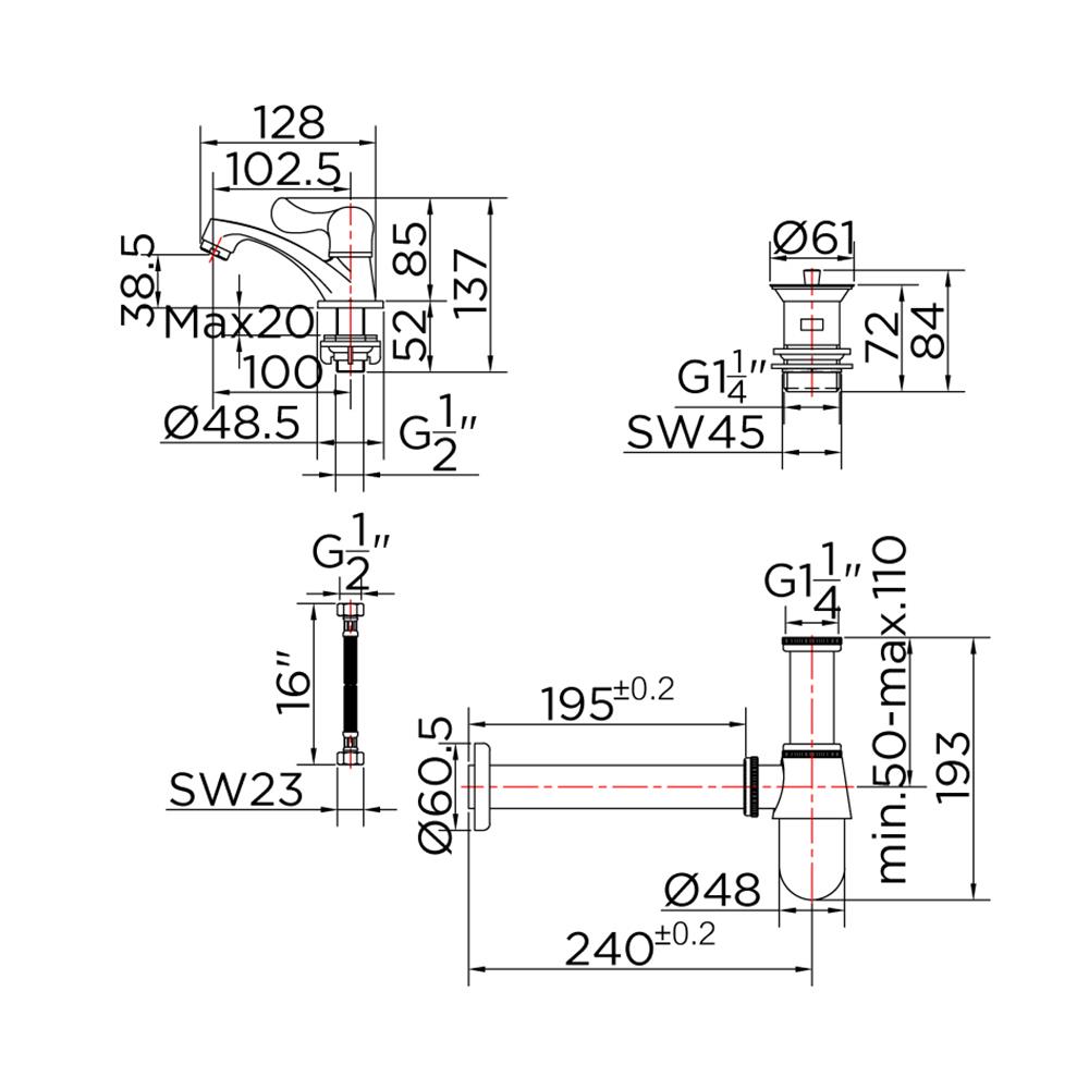 ชุดก๊อกอ่างล้างหน้า KARAT FAUCET KFA-008-100