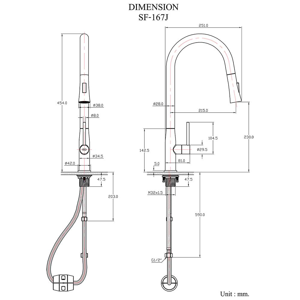 ก๊อกซิงค์ HANG SF-167J สเตนเลส