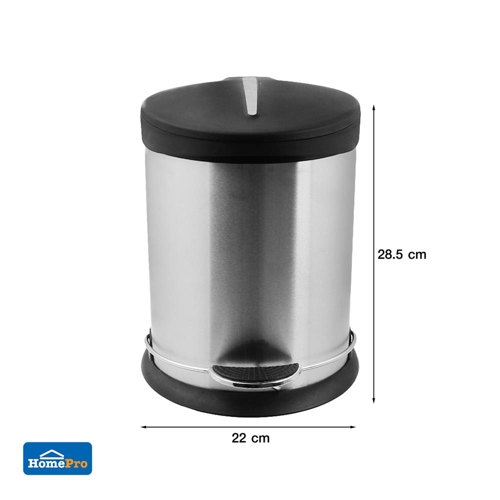 ถังขยะเหยียบกลม ACCO GENTLY 5 ลิตร สีเงิน