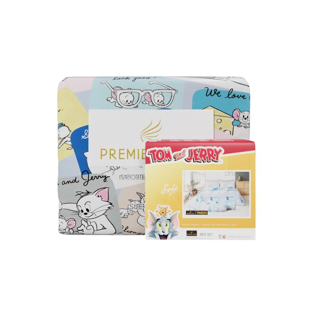 ชุดผ้าปูที่นอน 5 ฟุต 6 ชิ้น PREMIER SATIN TOM AND JERRY PM003