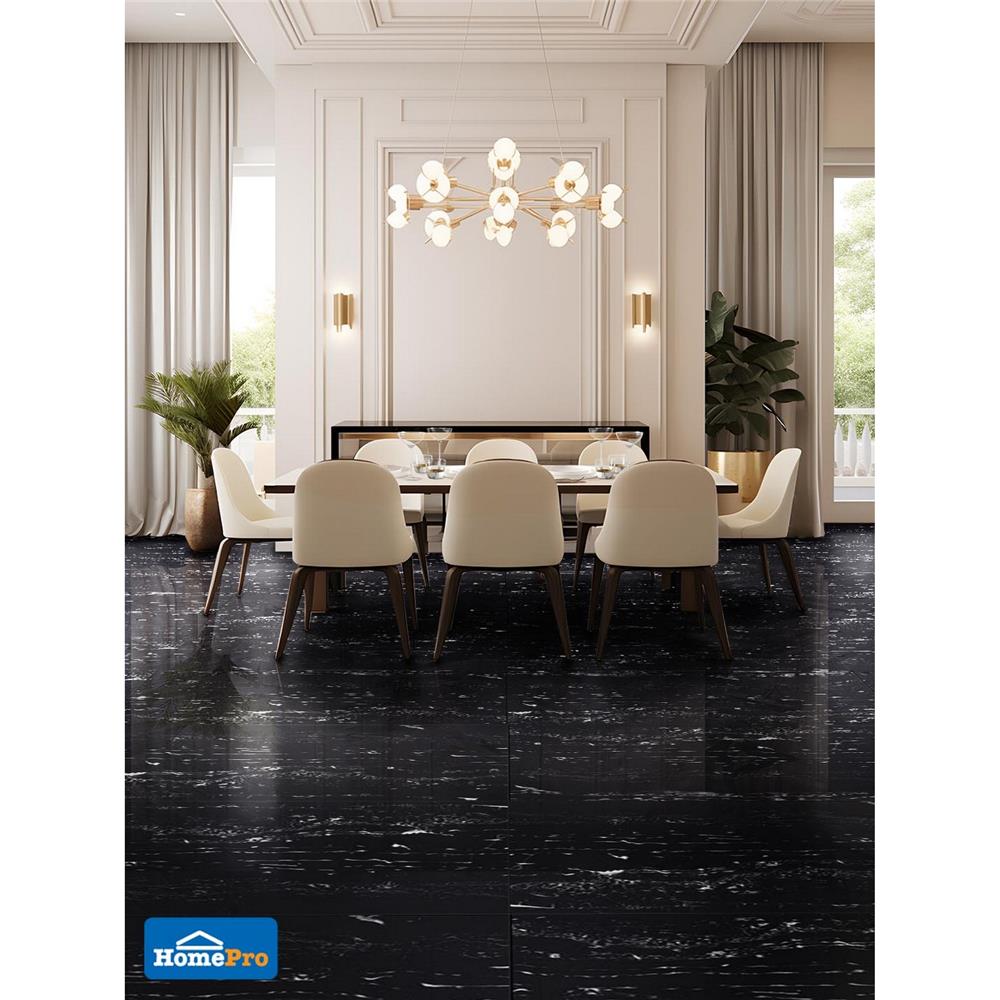 กระเบื้องพื้นพอร์ซเลน 80x160 ซม. TARA นิกโคร มาเบิ้ล ดำ 2.56 ตร.ม.