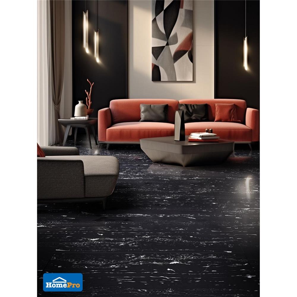 กระเบื้องพื้นพอร์ซเลน 80x160 ซม. TARA นิกโคร มาเบิ้ล ดำ 2.56 ตร.ม.