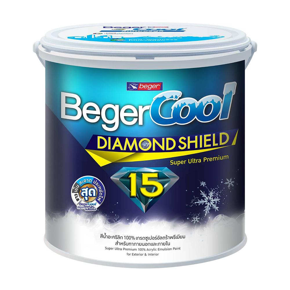 สีน้ำทาภายนอก BEGERCOOL DIAMONDSHIELD 15 #GW-8800 สี SUPER WHITE กึ่งเงา 1 แกลลอน